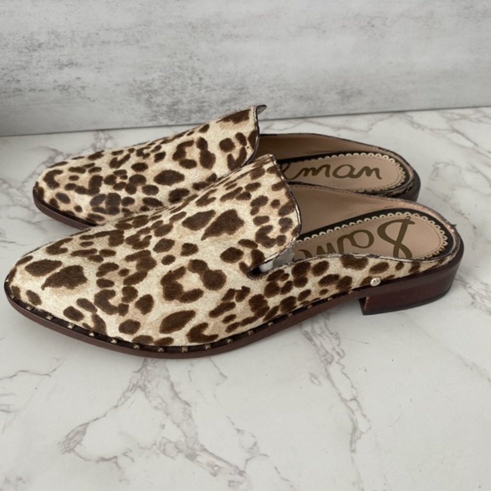 Sam Edelman Anthropologie Lewellyn‎ Slides Sz 6 Haircalf Low Heel Mules Western - Picture 4 of 11